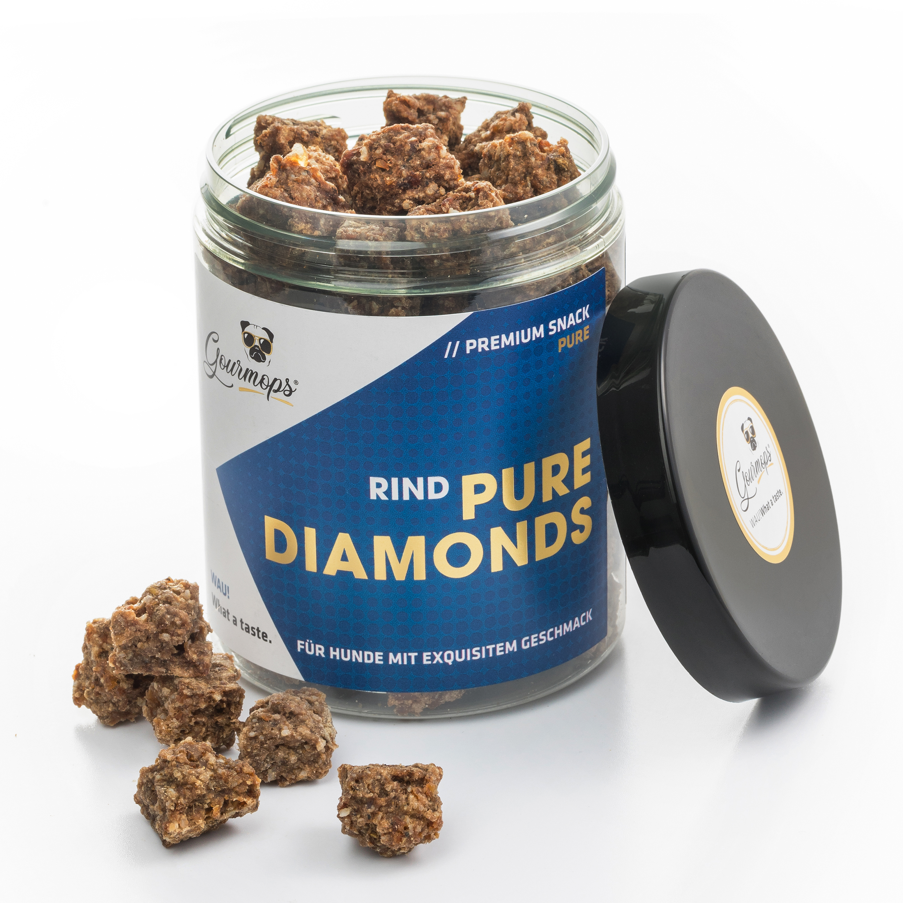 Dose Pure Diamonds Rind mit offenem Deckel und Inhalt sichtbar
